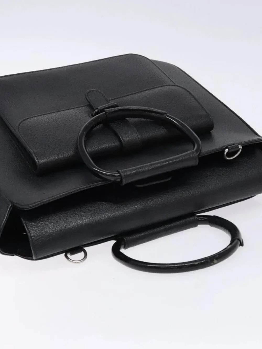 GUCCI Hand Bag Leather Black Silver 000 2058 0307 5 Auth